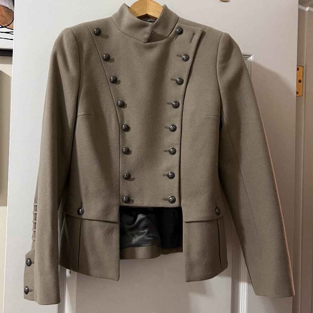 SIENNA MILLER TWENTY 8 TWELVE TURPIN Beige Wool Military Jacket Size UK 10